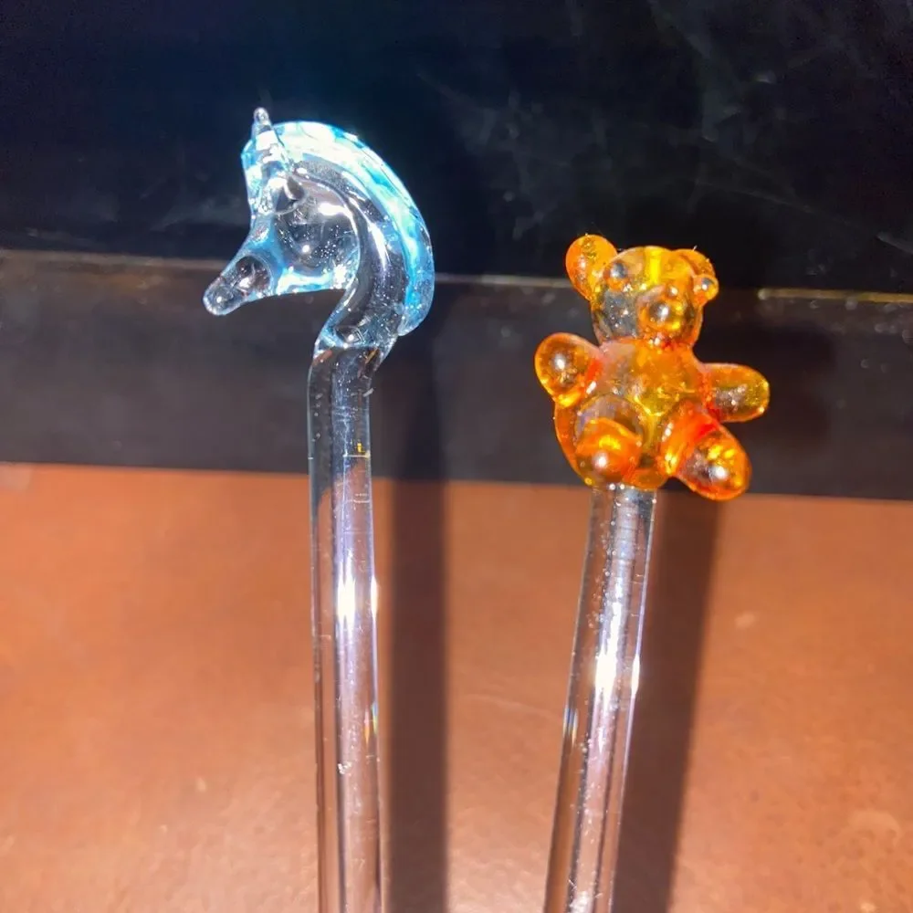 Various Glass drink stirrers and spears 10 Vintage - excellent condition